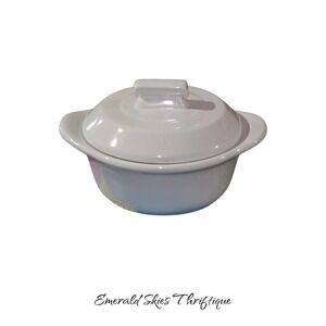 Pampered Chef 3 Cup Covered Ceramic Stoneware Casserole Dish White Free ship